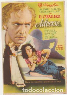 Folhetos de m&atilde;o de filmes antigos de cinema: El Caballero Adverse. Sencillo de WB. &iexcl;IMPECABLE!