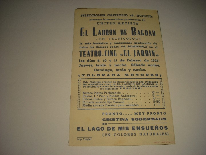 Cine: EL LADRON DE BAGDAD , PROGRAMA DOBLE CON PUBLICIDAD - Foto 3