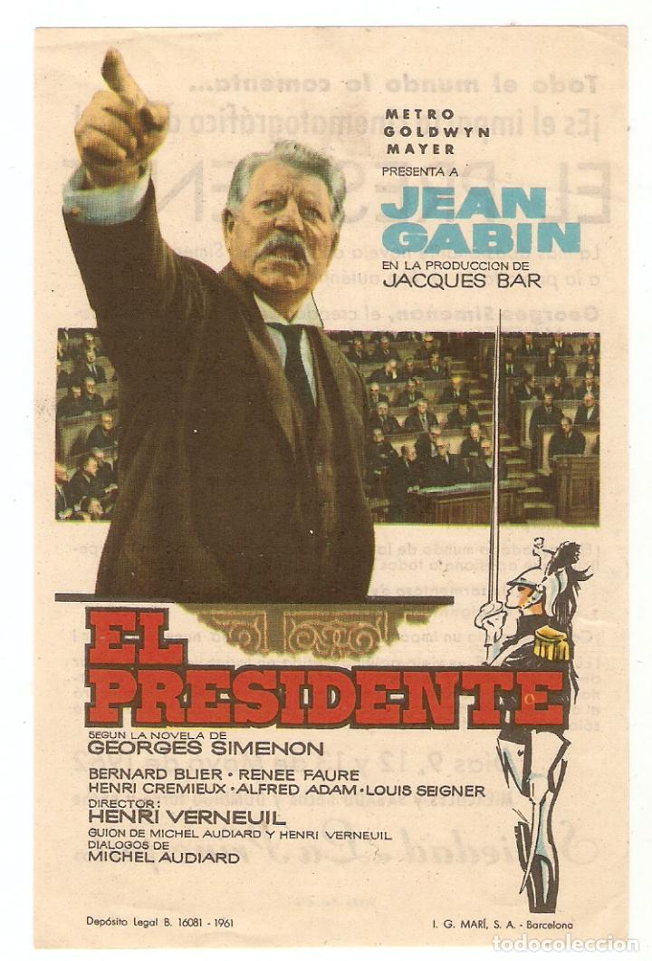 Cinema: EL PRESIDENTE - JEAN GABIN, BERNARD BLIER, RENEE FAURE - MGM - SOCIEDAD LA PRINCIPAL