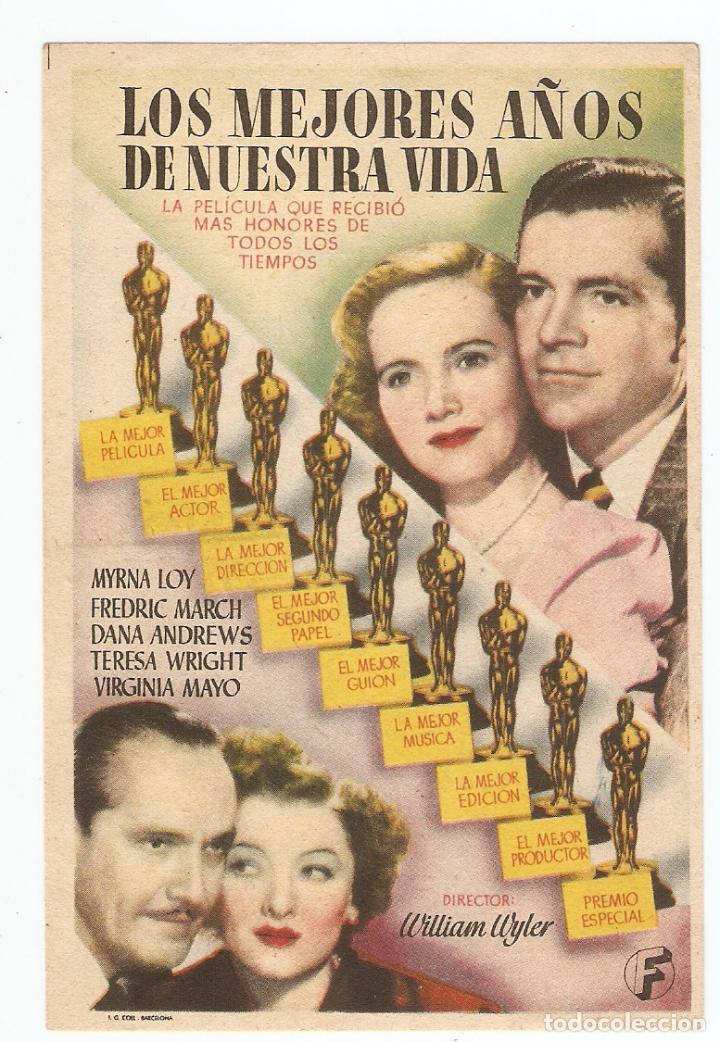 Folhetos de m&atilde;o de filmes antigos de cinema: LOS MEJORES A&Ntilde;OS DE NUESTRA VIDA - MYRNA LOY, FREDRIC MARCH, DANA ANDREWS - CINE MARTINENSE