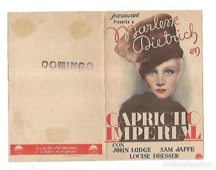 Cine: PROGRAMA DE CINE DOBLE. CAPRICHO IMPERIAL. S/P. MARLENE DIETRICH. VER