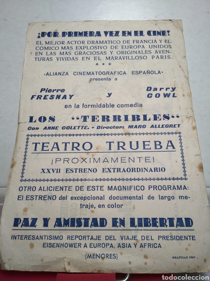 Cine: LOS TERRIBLES. PROGRAMA DE MANO. TEATRO TRUEBA. BILBAO. - Foto 2