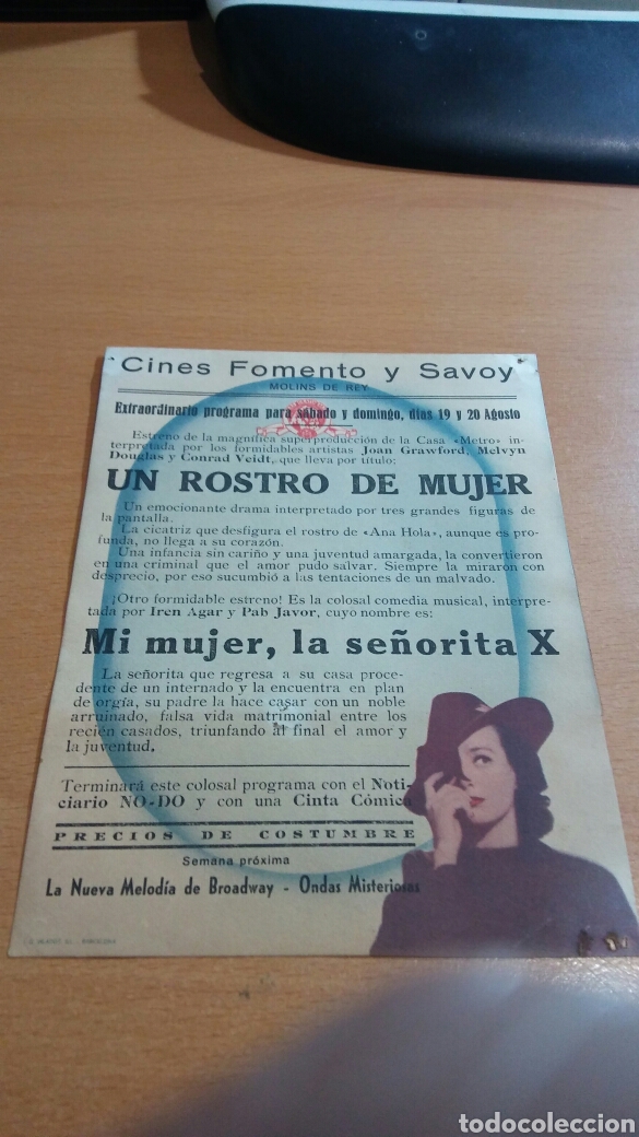 Cine: Programa doble cine con publicidad un rostro de mujer - Foto 2