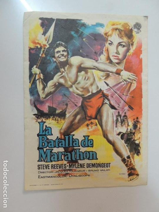 Folhetos de m&atilde;o de filmes antigos de cinema: la batalla de marathon - folleto mano original - steve reeves mylene demongeot peplum impreso