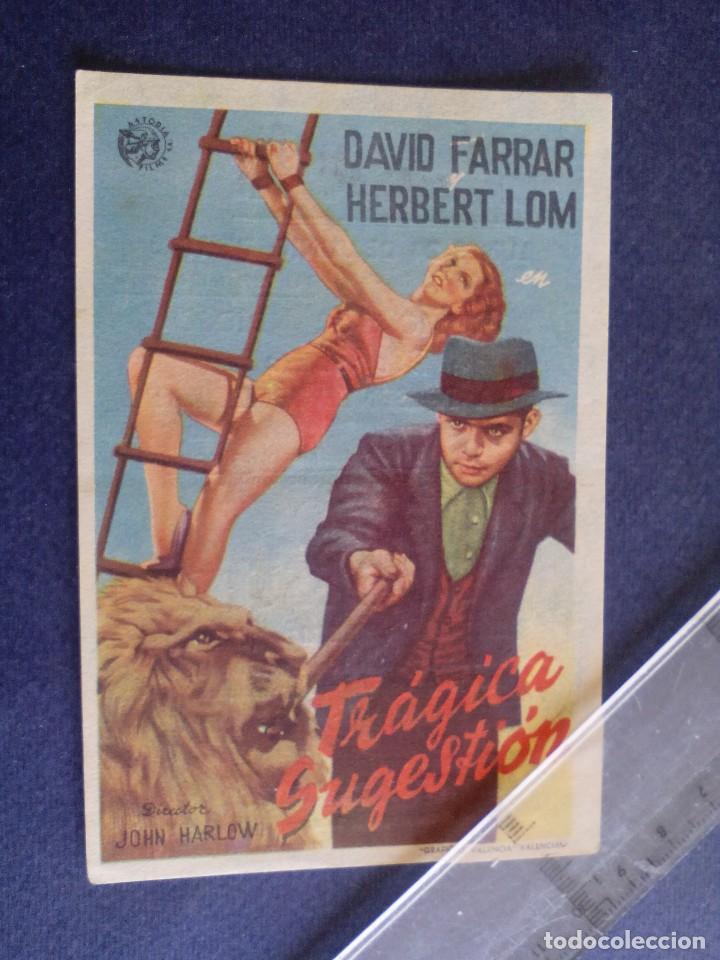 Kino: folleto de cine - tragica sugestion - cine rialto castellon  1946 -