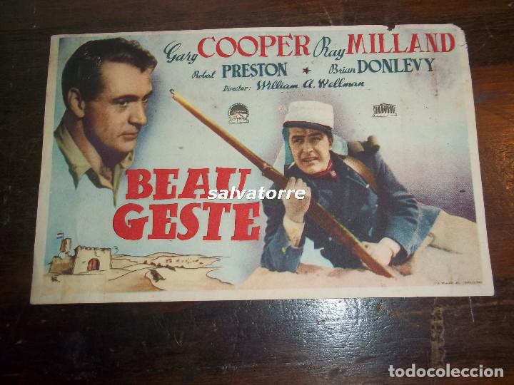Cine: PROGRAMA DE MANO.BEAU GESTE.GARY COOPER.RAY MILLAND.