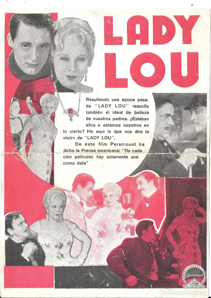 Cine: PTCC 329 LADY LOU PROGRAMA DOBLE PARAMOUNT negro CARY GRANT MAE WEST A - Foto 2