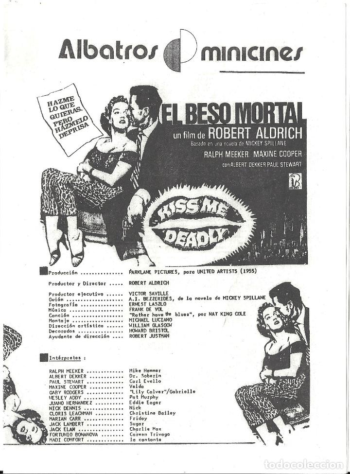 Cine: PTEB 108 EL BESO MORTAL PROGRAMA DOBLE LOCAL ROBERT ALDRICH - Foto 1