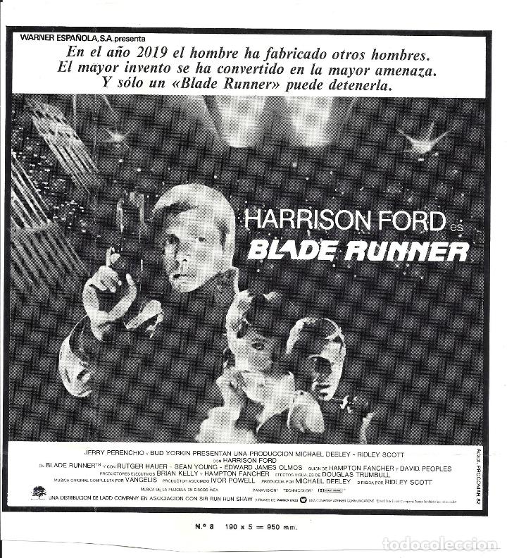 Cine: BLADE RUNNER PROGRAMA CLICHE ORIGINAL WARNER HARRISON FORD RIDLEY SCOTT 7 - Foto 1