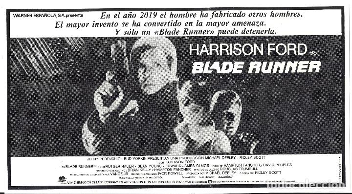 Cine: BLADE RUNNER PROGRAMA CLICHE WARNER HARRISON FORD RIDLEY SCOTT 8 - Foto 1