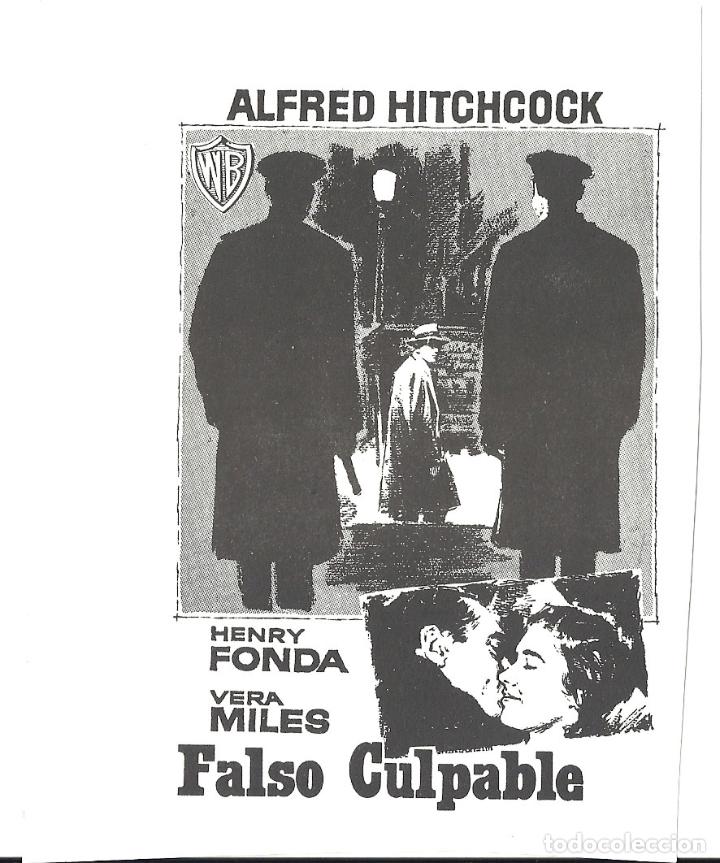 Cine: FALSO CULPABLE PROGRAMA CLICHE WARNER ALFRED HITCHCOCK - Foto 1
