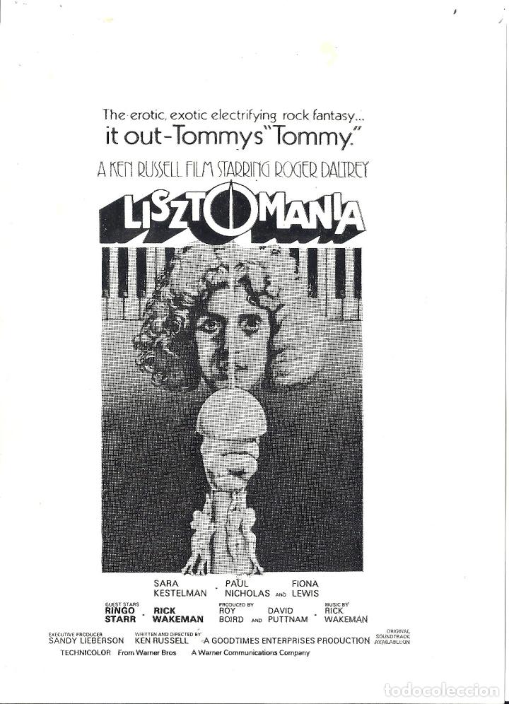 Cine: LISZTOMANIA PROGRAMA CLICHE RINGO STARR ROGER DALTREY KEN RUSSELL - Foto 1