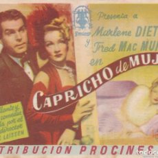 Cine: CAPRICHO DE MUJER CON MARLENE DIETRICH, FRED MAC MURRAY AÑO 1945 EN CINEMAS LA RAMBLA Y PRINCIPAL. Lote 115265647
