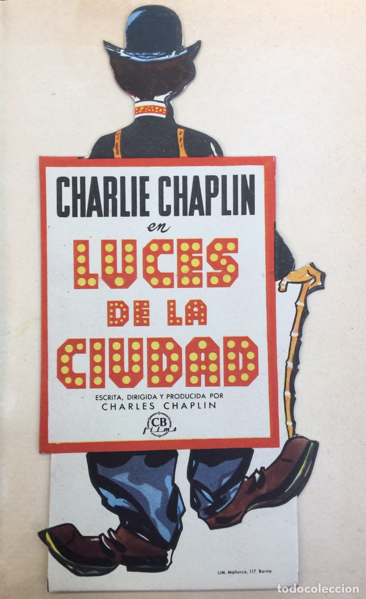 Cine: Charles Chaplin. Luces de la Ciudad, troquelado 1931 impecable. - Foto 1