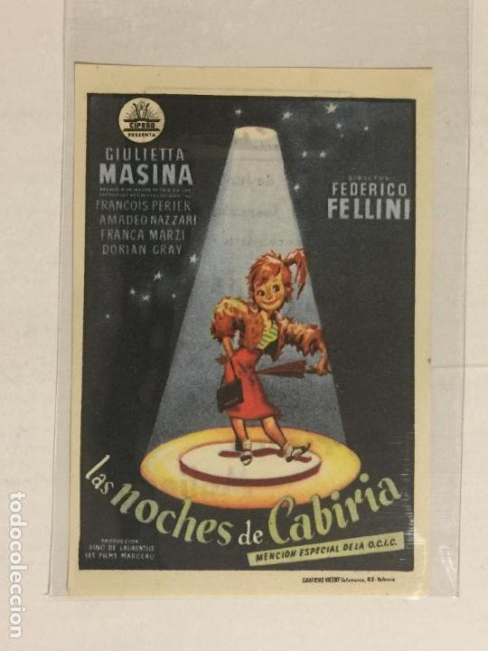Cine: PROGRAMA LAS NOCHES DE CABIRIA. PUBLICIDAD TURIA. 1958. - Foto 1