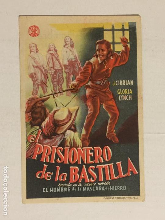  Flyers Publicitaires de films Anciens: FOLLETO DE MANO PRISIONERO DE LA BASTILLA. PUBLICIDAD CINEMA ALHAMBRA (ZARAGOZA).