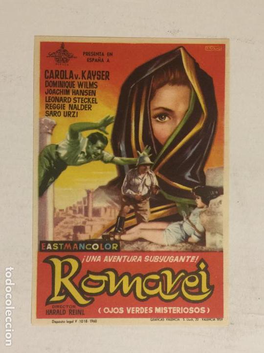  Flyers Publicitaires de films Anciens: FOLLETO DE MANO ROMAREI (OJOS VERDES MISTERIOSOS). SIN PUBLICIDAD.