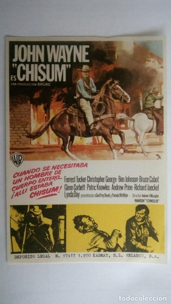  Flyers Publicitaires de films Anciens: FOLLETO DE CINE, CHISUM CON JOHN WAYNE, A&Ntilde;O 1970, SIN PUBLICIDAD