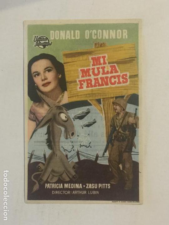  Flyers Publicitaires de films Anciens: PROGRAMA DE CINA, MI MULA FRANCIS. PUBLICIDAD TEATRO PRINCIPAL (LUCENA).
