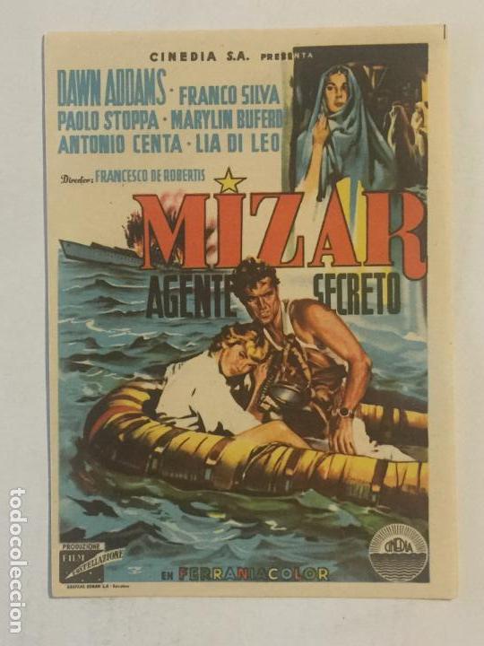  Flyers Publicitaires de films Anciens: PROGRAMA DE CINE, MIZAR AGENTE SECRETO. SIN PUBLICIDAD.
