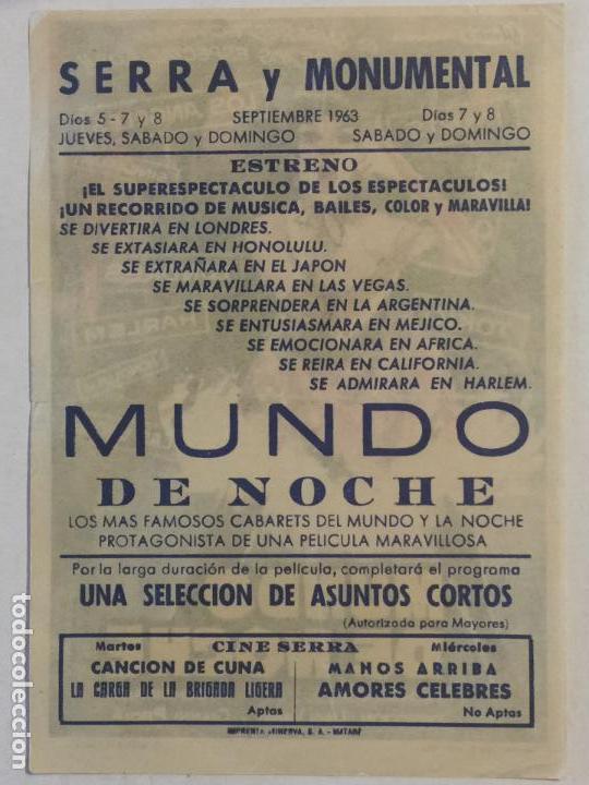 Cine: PROGRAMA DE CINE, MUNDO DE NOCHE. PROGRAMA SERRA Y MONUMENTAL (MATAR&Oacute;). - Foto 2