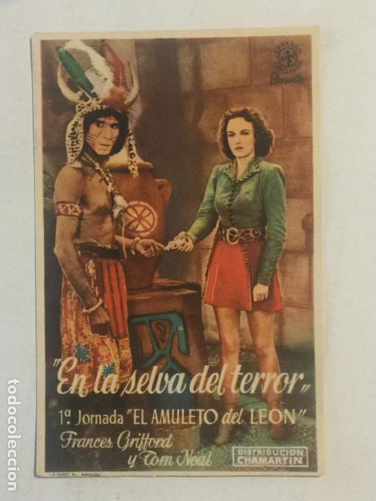  Flyers Publicitaires de films Anciens: PROGRAMA DE CINE, EN LA SELVA DEL TERROR. SIN PUBLICIDAD.