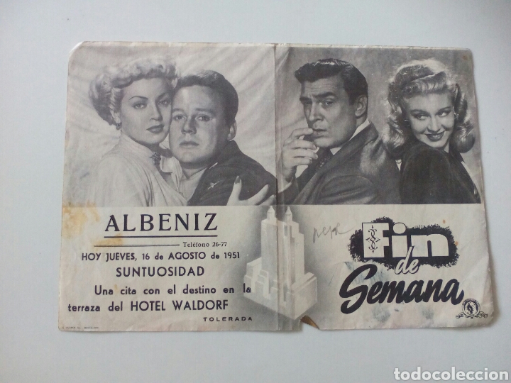 Cine: PROGRAMA DE MANO DOBLE. FIN DE SEMANA. GINGER ROGERS LANA TURNER. - Foto 2