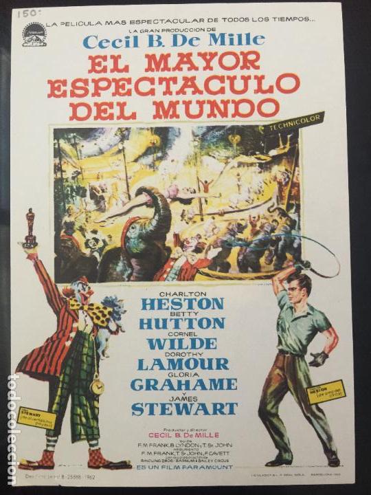 Cine: PROGRAMA DE CINE EL MAYOR ESPECT&Aacute;CULO DEL MUNDO CON CHARLTON HESTON. SIN PUBLICIDAD.