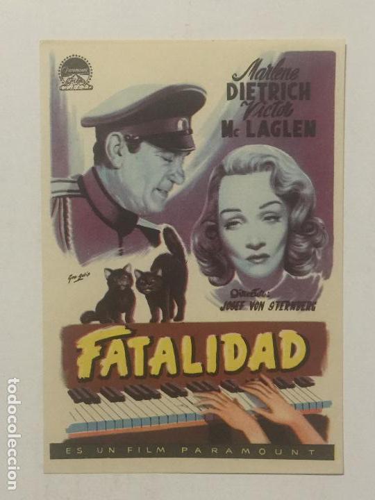 Cine: PROGRAMA DE CINE FATALIDAD CON MARLENE DIETRICH. SIN PUBLICIDAD.