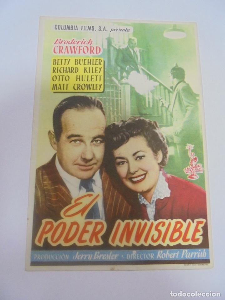  Foglietti di film di film antichi di cinema: PROGRAMA DE CINE. S/P. EL PODER INVISIBLE