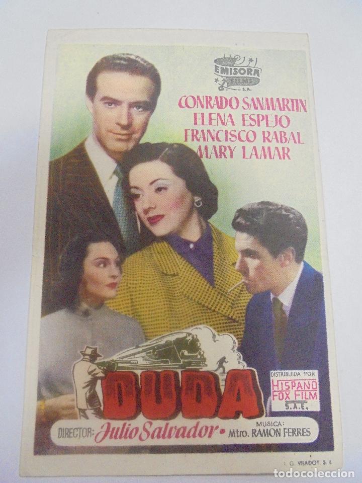 Folhetos de m&atilde;o de filmes antigos de cinema: PROGRAMA DE CINE. S/P. DUDA