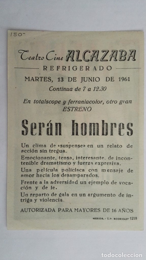 Folleto De Cine Seran Hombres Anos 60 Public Vendido En Venta Directa