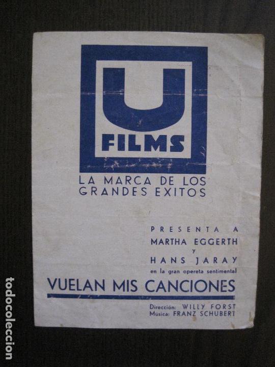 Cine: VUELAN MIS CANCIONES  - PROGRAMA DE CINE- CINE CASINO LLAGOSTERENC  -VER FOTOS-(C-4157)