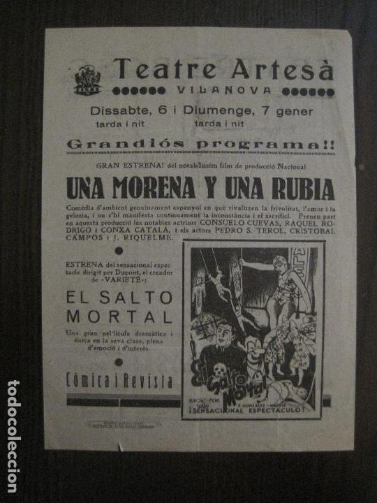 Cine: UNA MORENA Y UNA RUBIA-EL SALTO MORTAL  - PROGRAMA  DE CINE -  VILANOVA  -VER FOTOS-(C-4166)