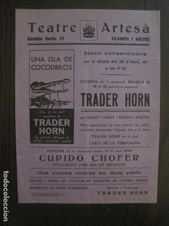 Cine: TRADER HORN - PROGRAMA DE CINE - VILANOVA -VER FOTOS-(C-4167)
