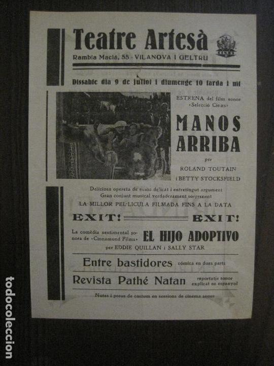 Cine: MANOS ARRIBA  - PROGRAMA DE CINE - VILANOVA -VER FOTOS-(C-4168)