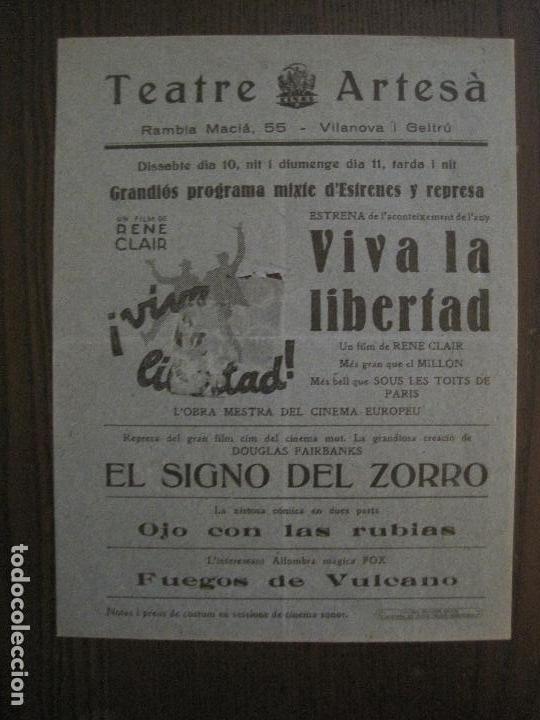 Cine: VIVA LA LIBERTAD - PROGRAMA DE CINE - VILANOVA -VER FOTOS-(C-4171)