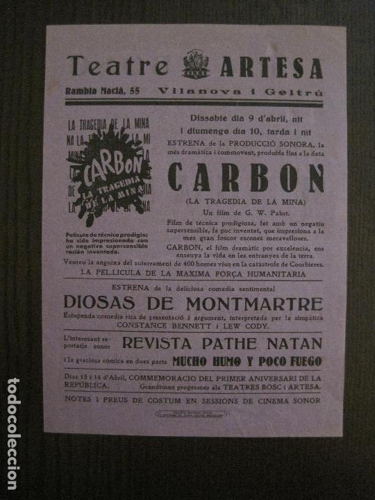 Cine: CARBON- LA TRAGEDIA DE LA MINA  - PROGRAMA DE CINE - VILANOVA -VER FOTOS-(C-4175)