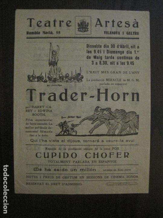 Cine: TRADER HORN  - PROGRAMA DE CINE - VILANOVA -VER FOTOS-(C-4178)