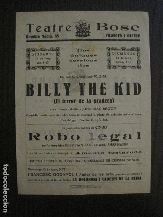 Cine: BILLY THE KID -EL TERROR DE LA PRADERA  - PROGRAMA DE CINE - VILANOVA -VER FOTOS-(C-4180)