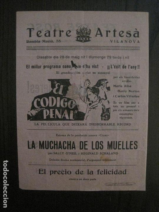 Cine: EL CODIGO PENAL  - PROGRAMA DE CINE - VILANOVA -VER FOTOS-(C-4182)