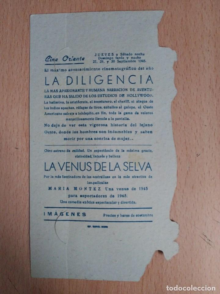 Cine: FOLLETO DE MANO LA DILIGENCIA - Programa troquelado - - Foto 2