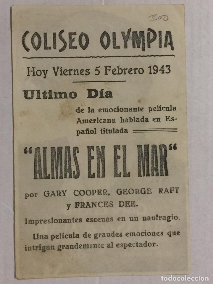 Cine: PROGRAMA DE CINE ALMAS EN EL MAR. CINE COLISEO OLYMPIA. - Foto 2