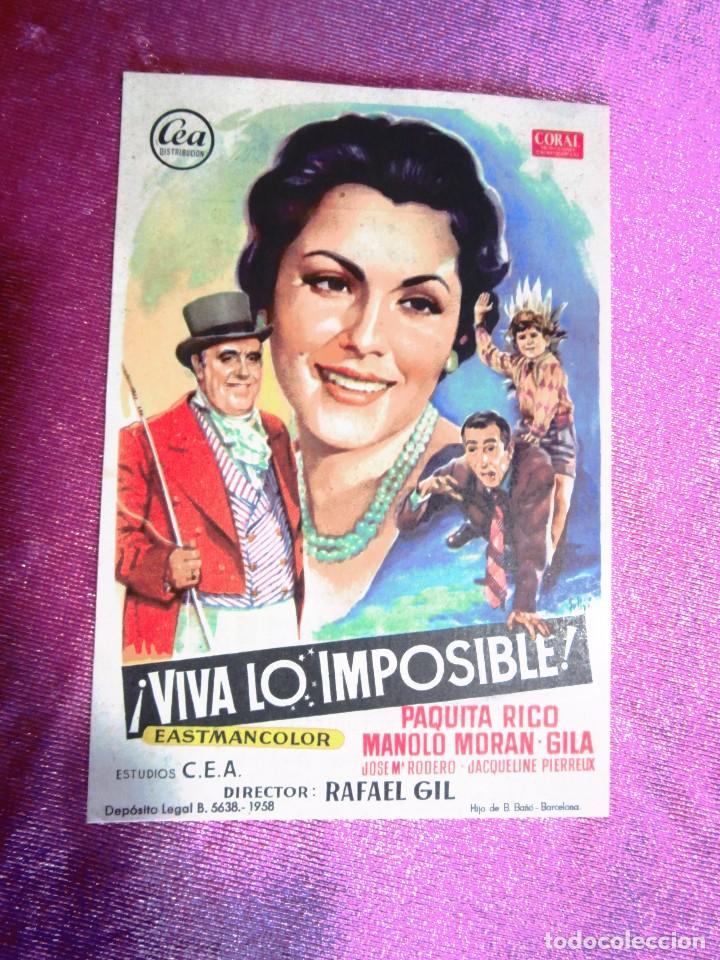 Cine: VIVA LO IMPOSIBLE  PROGRAMA CINE  SOLIG&Oacute; - PAQUITA RICO,   GILA