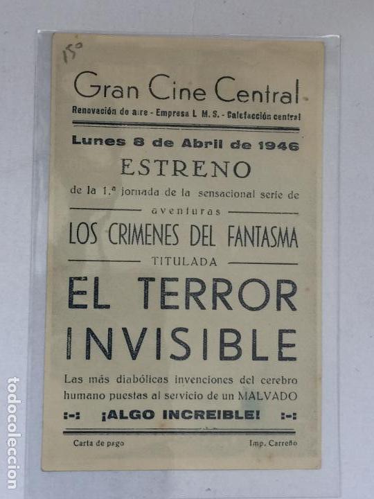 Cine: PROGRAMA DE CINE, EL TERROR INVISIBLE. GRAN CINE CENTRAL. - Foto 2