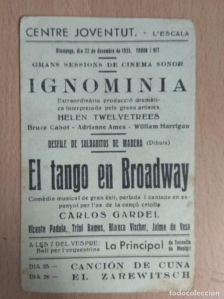 Cine: EL TANGO EN BROADWAY. FOLLETO DE MANO. - Foto 2
