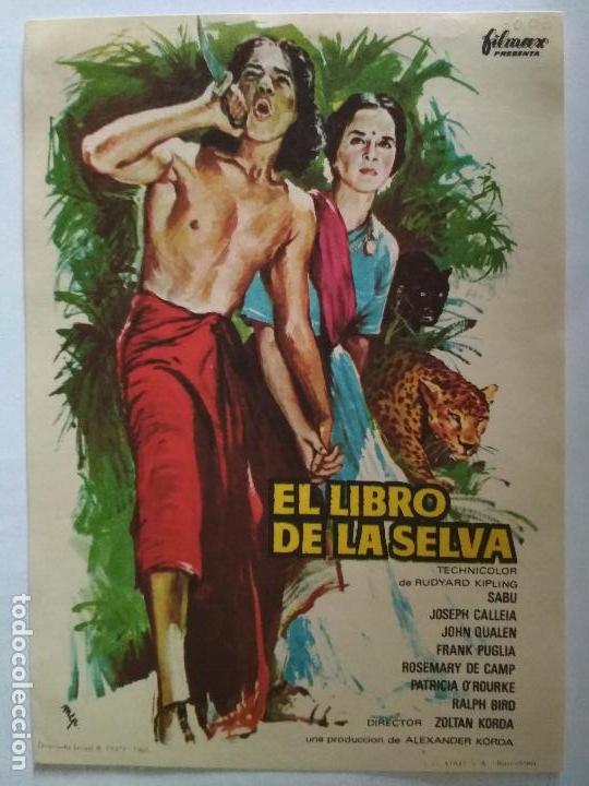 Cine: FOLLETO DE CINE, EL LIBRO DE LA SELVA, A&Ntilde;OS 60, ORIGINAL
