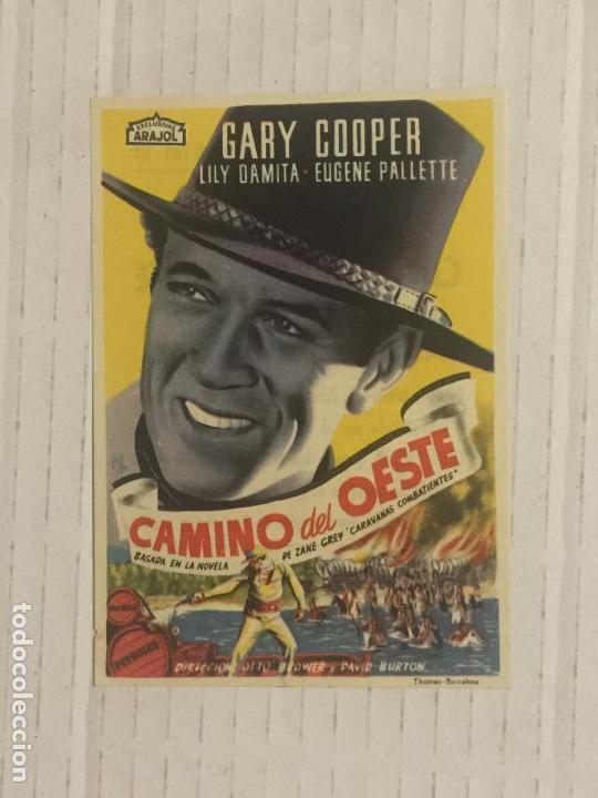 Cine: PROGRAMA DE CINE CAMINO DEL OESTE CON GARY COOPER. CINE FRONTON (ARANDA)