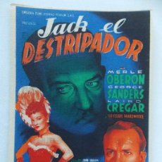 Cine: PROGRAMA, FOLLETO CINE - JACK EL DESTRIPADOR - COLISEO OLYMPIA - AÑO 1945 ..R-9750