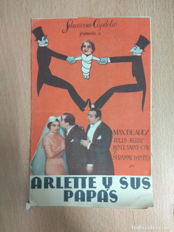 Cine: ARLETTE Y SUS PAPAS - 1936 - CINE - PROGRAMA DOBLE DE MANO. - Foto 1